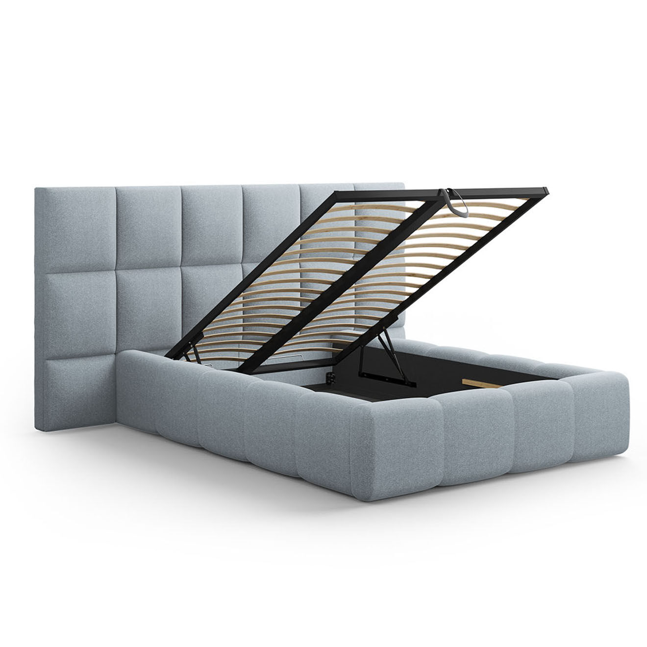 Maison Héritage Lit avec coffre de rangement Isa bleu clair - 230x250x125 cm