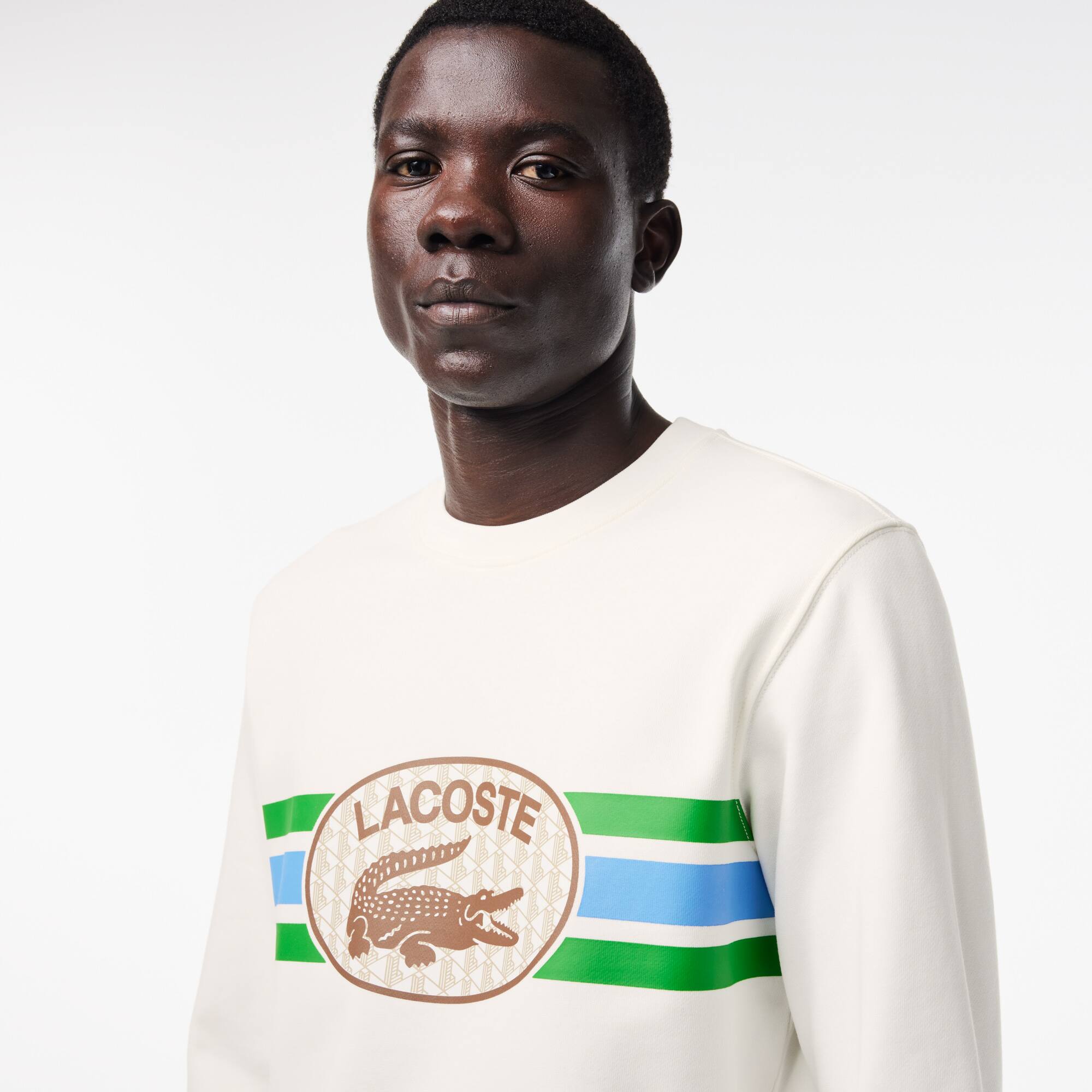 Sweatshirt aus Fleece mit Monogramm-Aufdruck Sweatshirts - Weiss - Lacoste - Herren