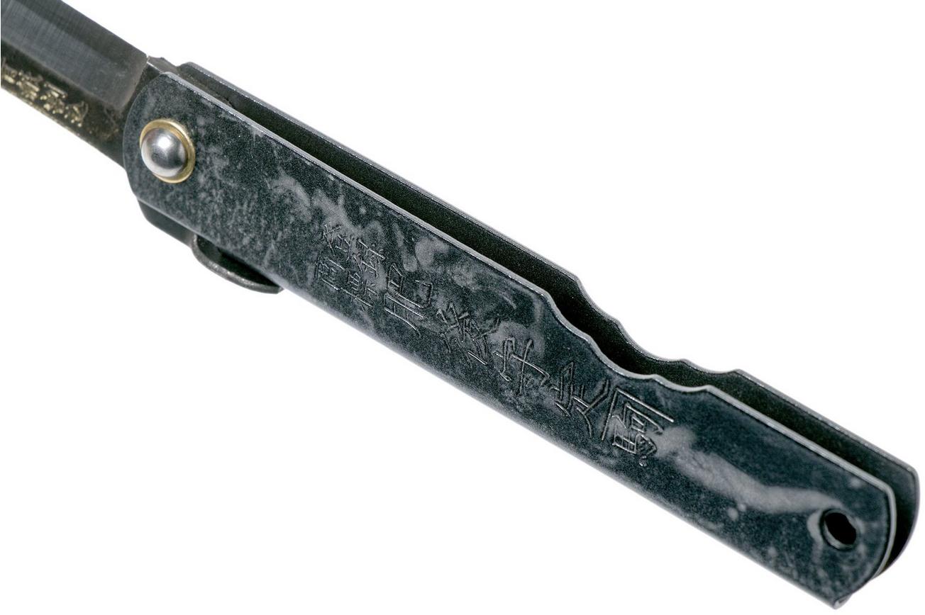 Higonokami zakmes 7,3 cm HIGOC3B, Blue paper steel, Grey Black Glitter