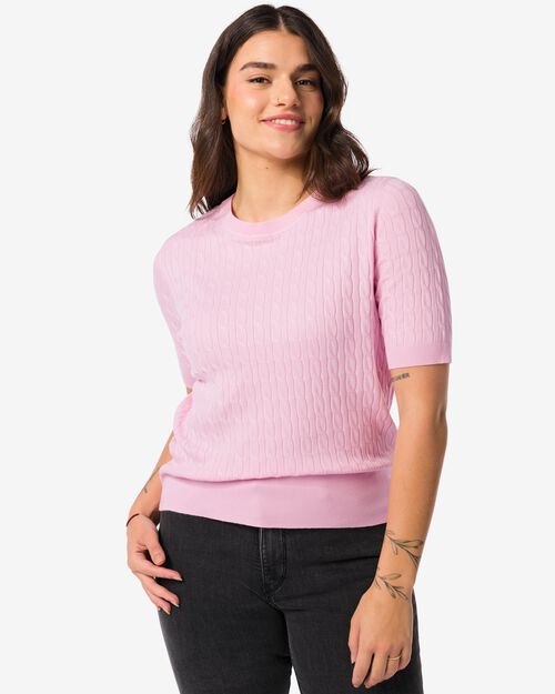 pull maillé Fally pour femmes rose pâle