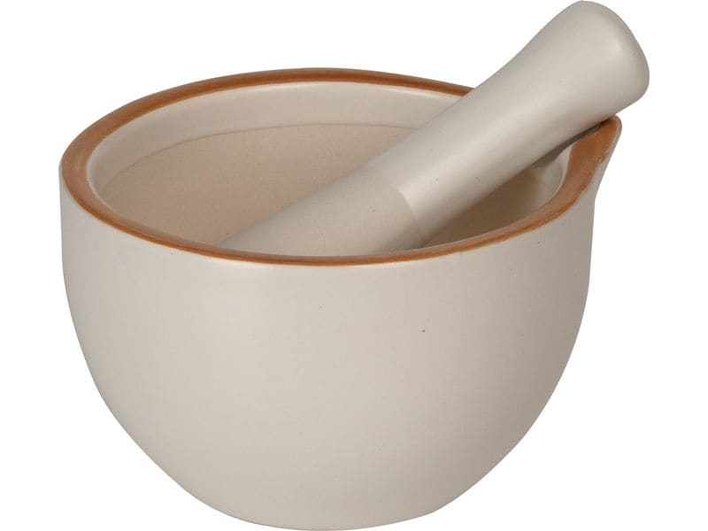 FURBER Mörser mit Stössel 11.4 cm, Stein Stampfer aus Porzellan