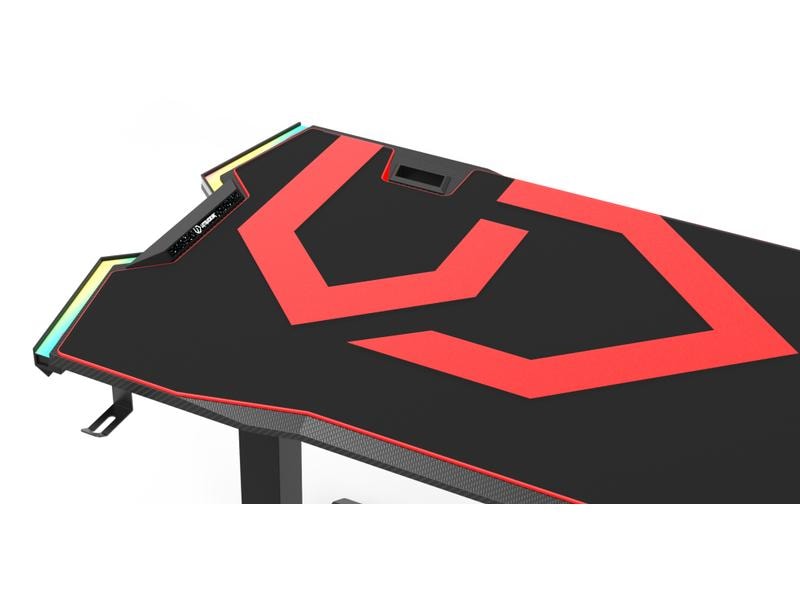 Ultradesk Gaming Tisch Force Rot Gaming-Tisch mit RGB-LED-PRISMATIC Beleuchtung