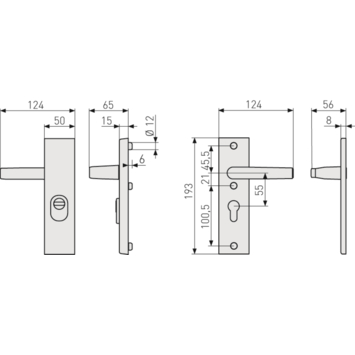 Abus veiligheidsbeslag KSZS 55 mm F1 met doorlopende deurkruk SKG***