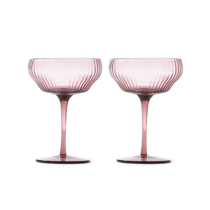 Pols Potten - Pum Coupe Glas, dunkelviolett (2er-Set)