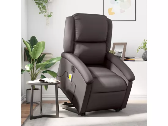 Fauteuil inclinable massant électrique marron foncé
