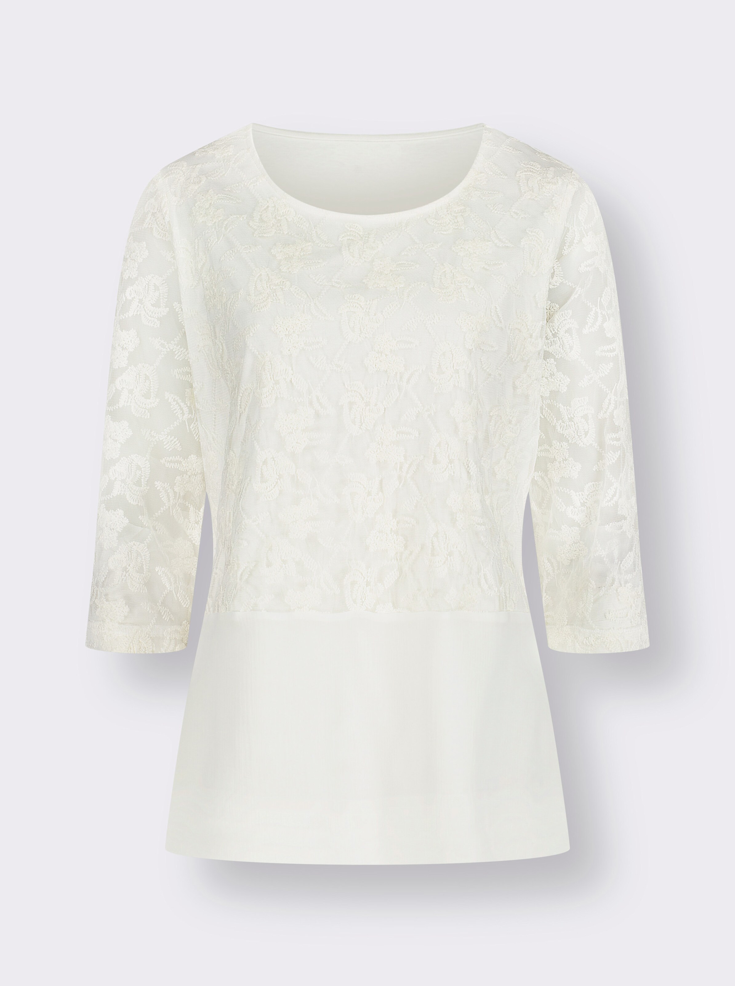 Spitzenshirt mit transparenten Ärmeln