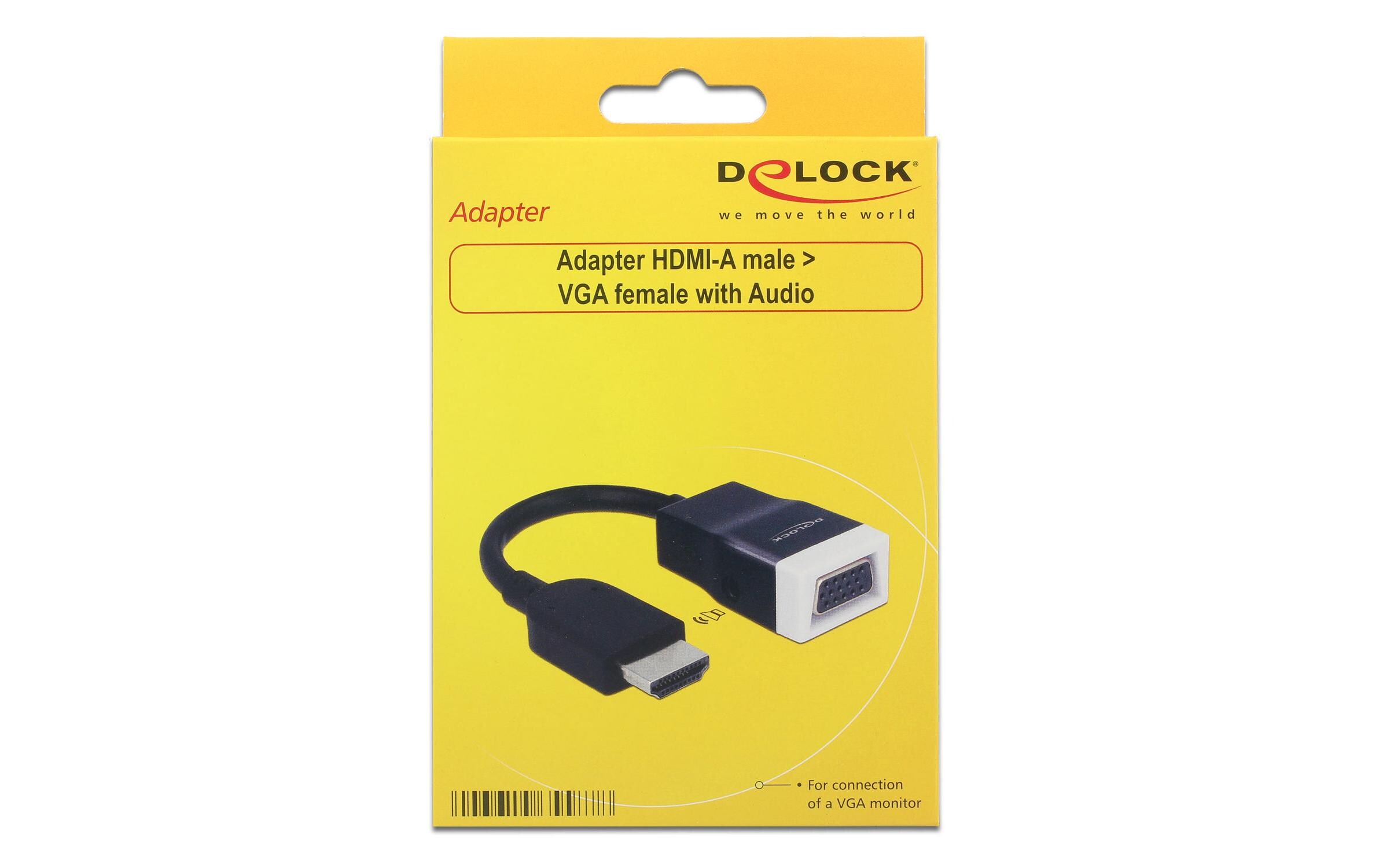 Adapterkabel HDMI - VGA SchwarzHDMI zu VGA Adapter mit integrierter Audiobuchse