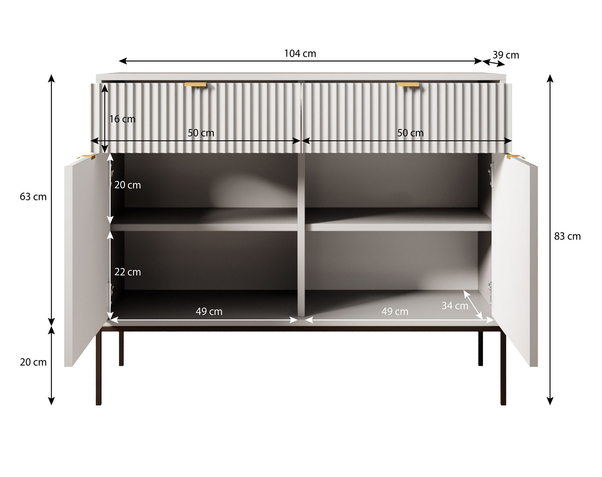 Meubella - Dressoir Navil 2 - Groen - 104 cm