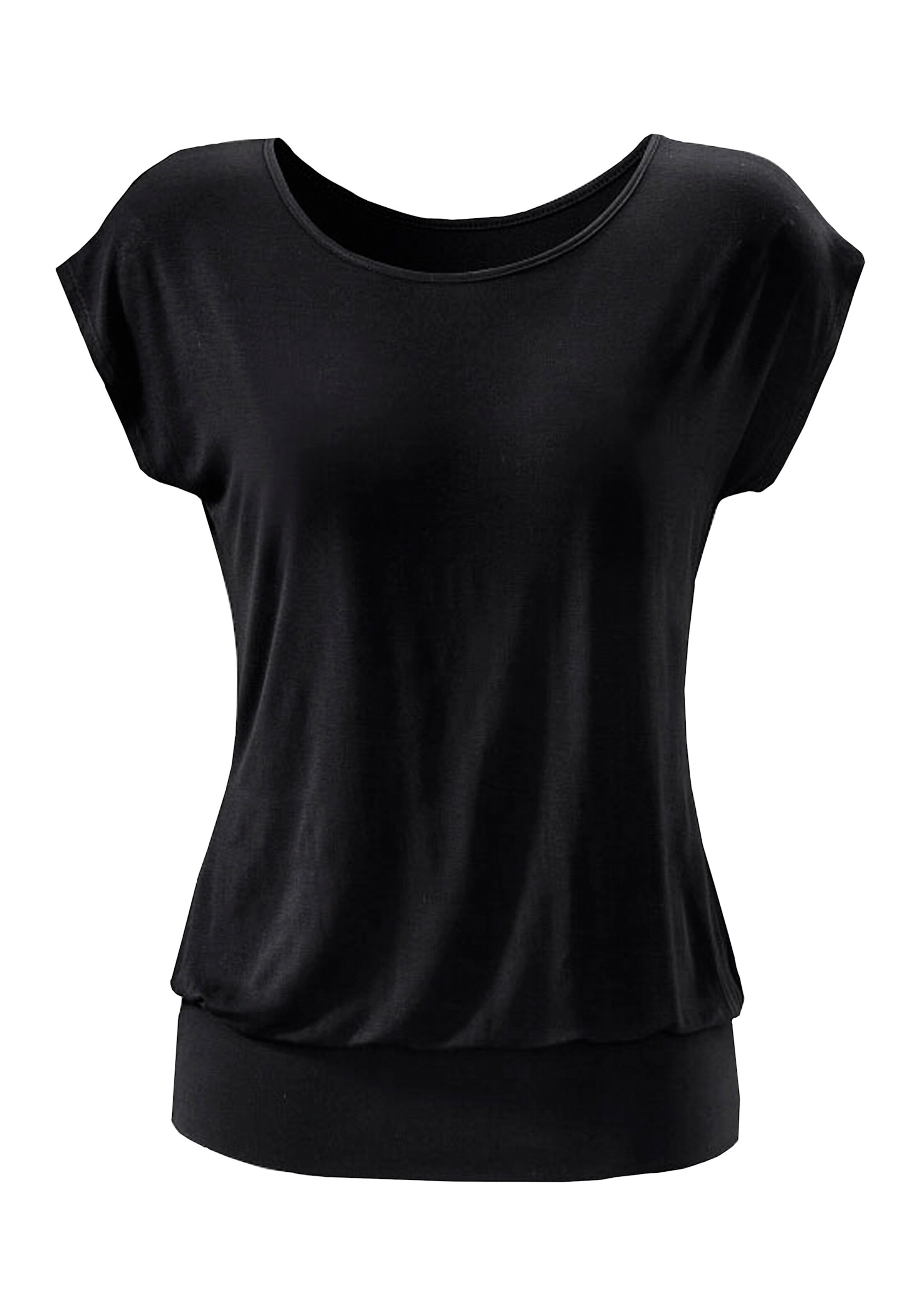 LASCANA Longshirt in schwarz bedruckt, schwarz uni