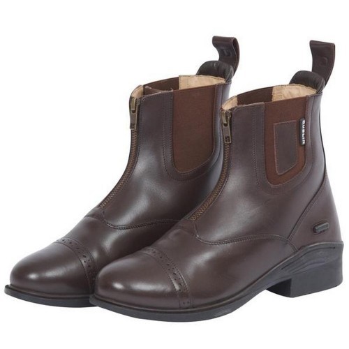 Botas de couro marrom com zíper para adultos