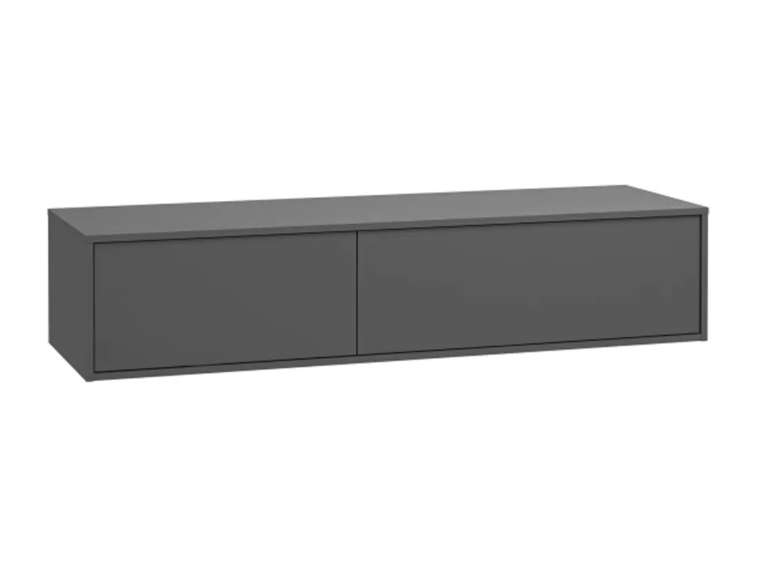 Meuble de salle de bain suspendu coloris gris anthracite avec double vasque - L150 cm - ISAURE II
