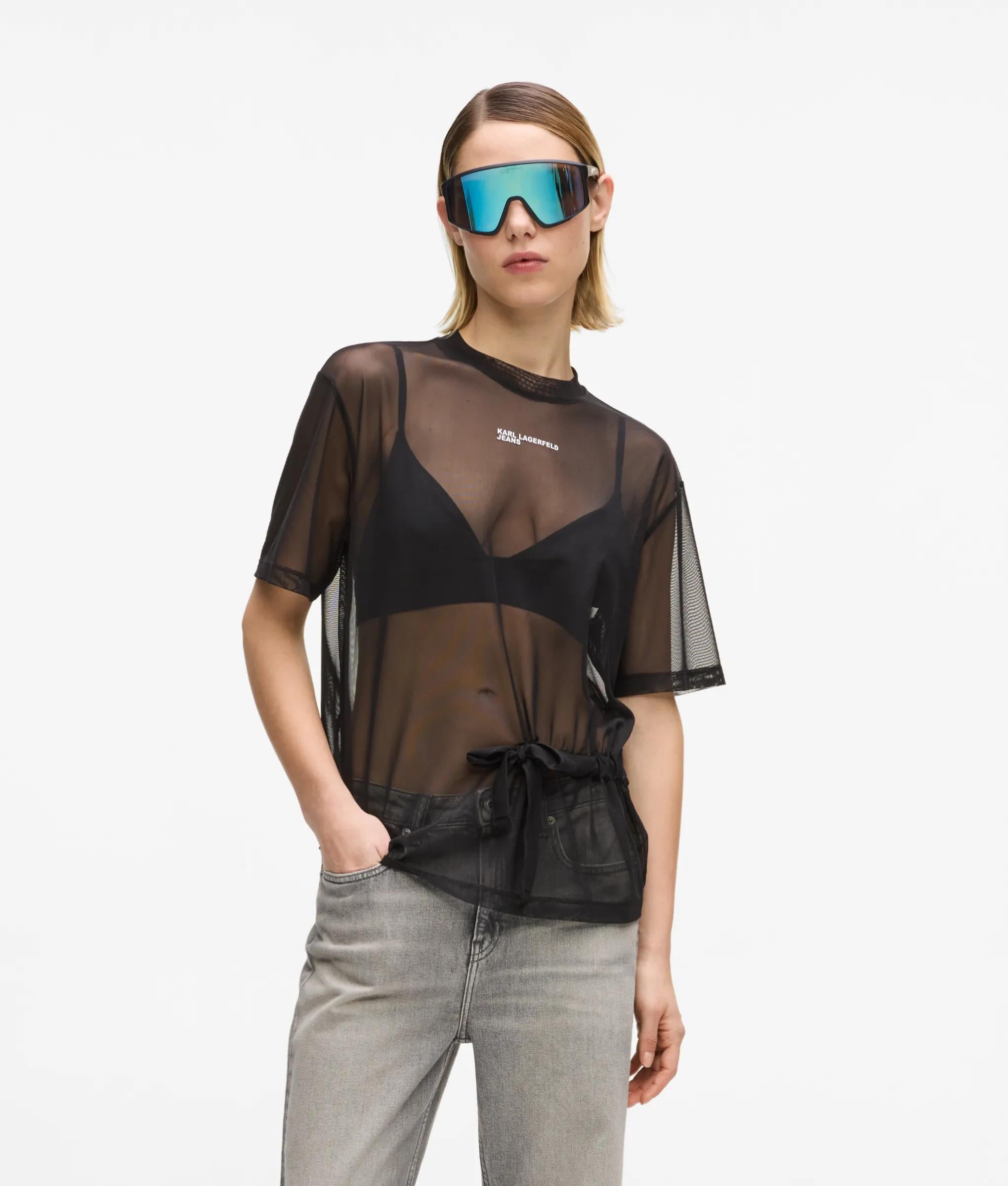 Mesh stropdas detail t-shirt