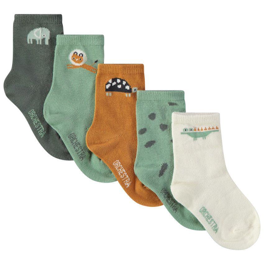 Lot de 5 paires de chaussettes fantaisie pour bébé garçon - Ecru