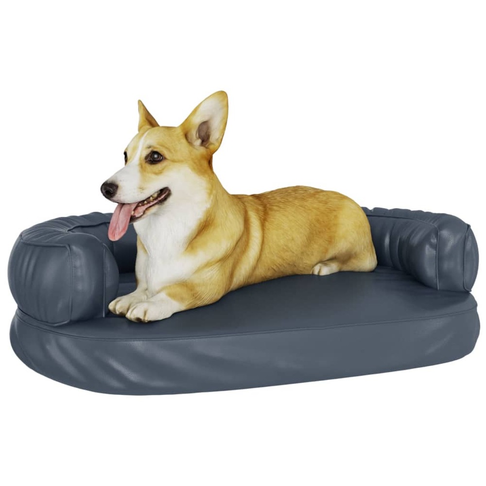 Lit pour chien ergonomique mousse bleu foncé 75x53cm similicuir