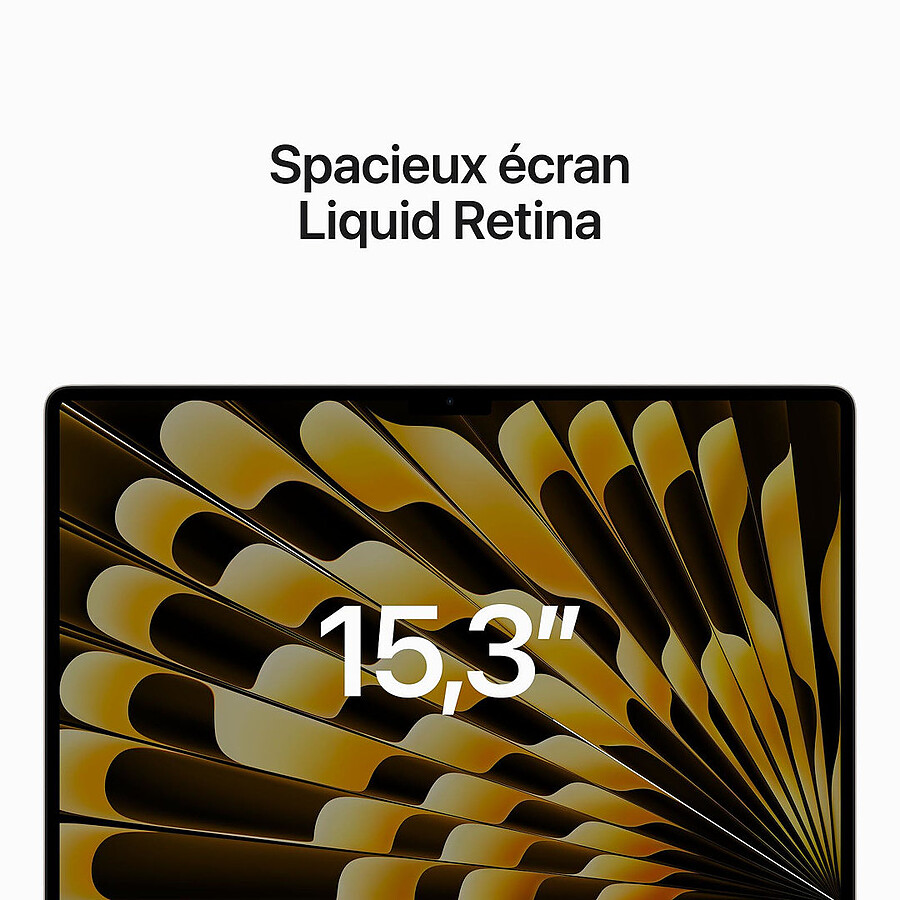 Apple MacBook Air M2 15 pouces (2023) Lumière stellaire 8Go/256 Go (MQKU3FN/A) · Reconditionné