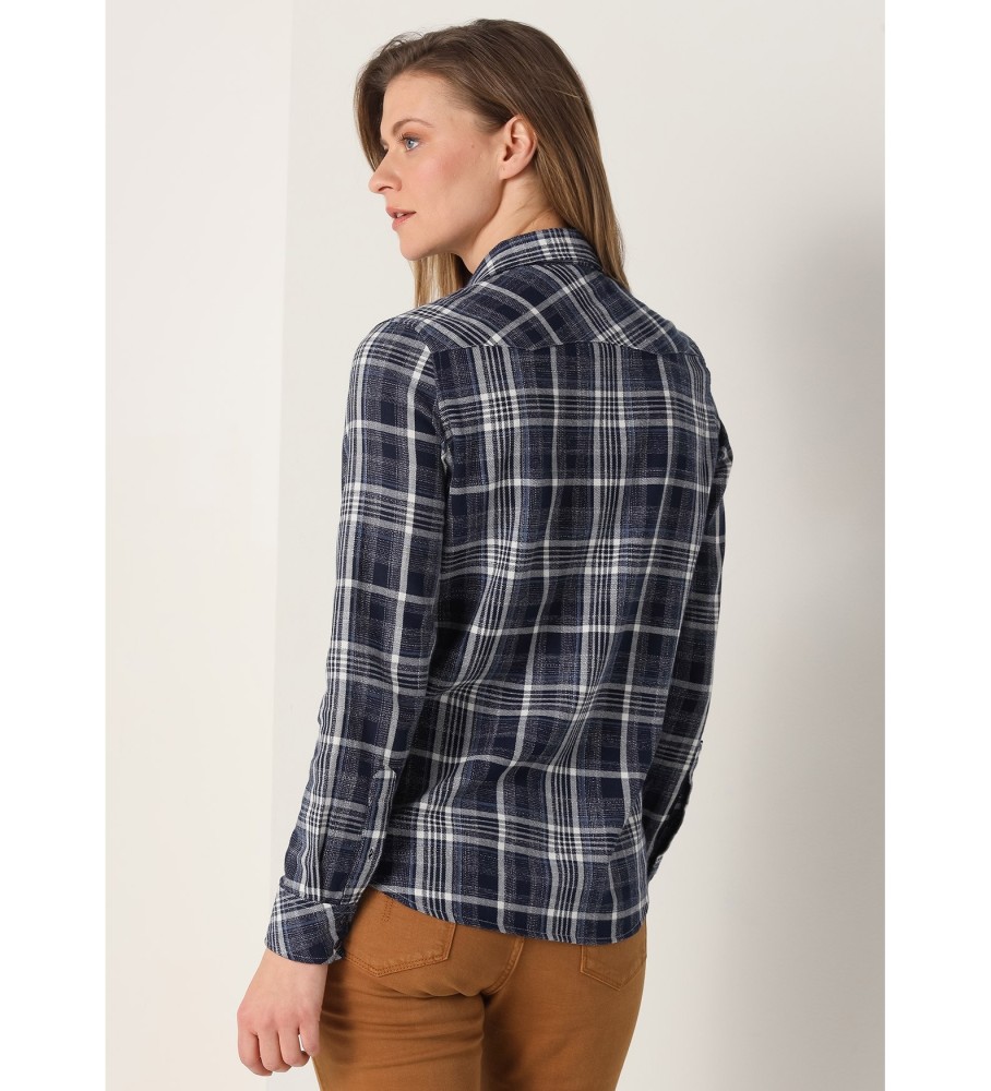 Camisa jeans Lois com estampa xadrez multicolorida