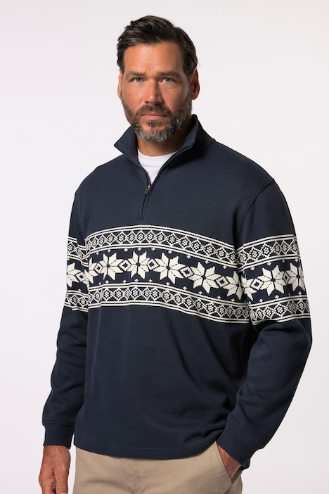 JP 1880 Troyer, Sweat, Stehkragen mit Zipper, Norwegermuster, bis 7 XL