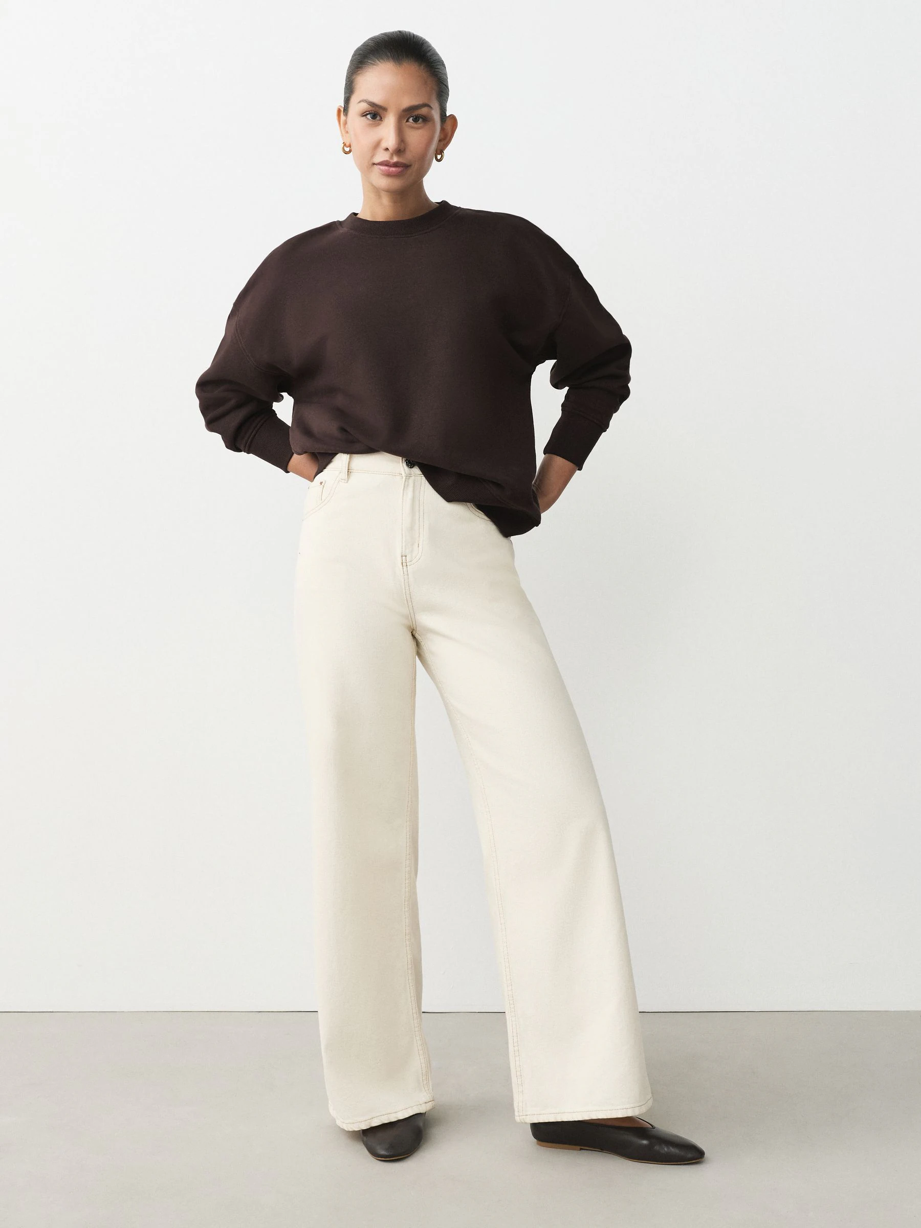 Khaki/steenkleur - Cotton Rich Brushed Back Soft Feel Ribbed Crewneck Sweatshirts 3 Pack