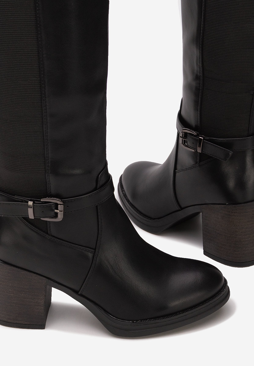 Bottes à talon carré noires Orania
