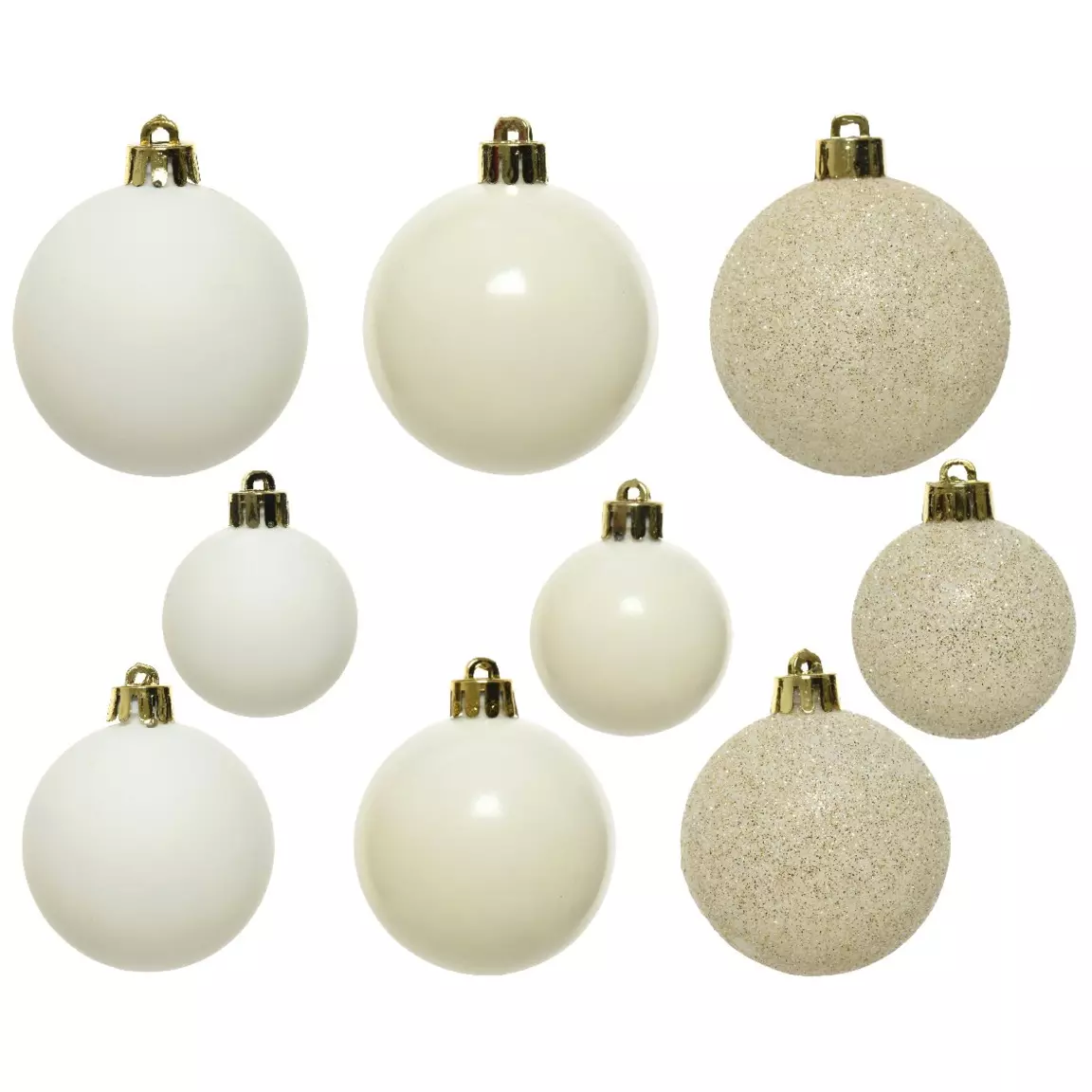 Lot de 30 boules de Noël assorties Alpine Blanc laine