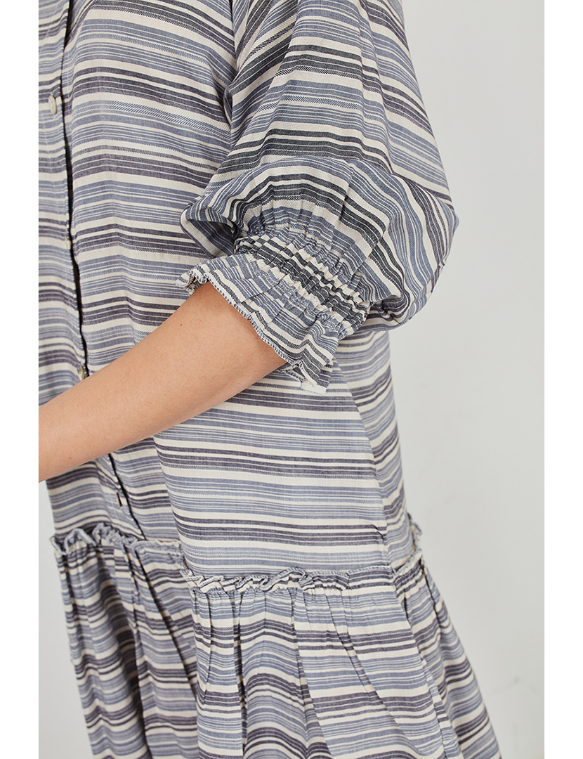 Short Flowing Dress Grey Stripes
