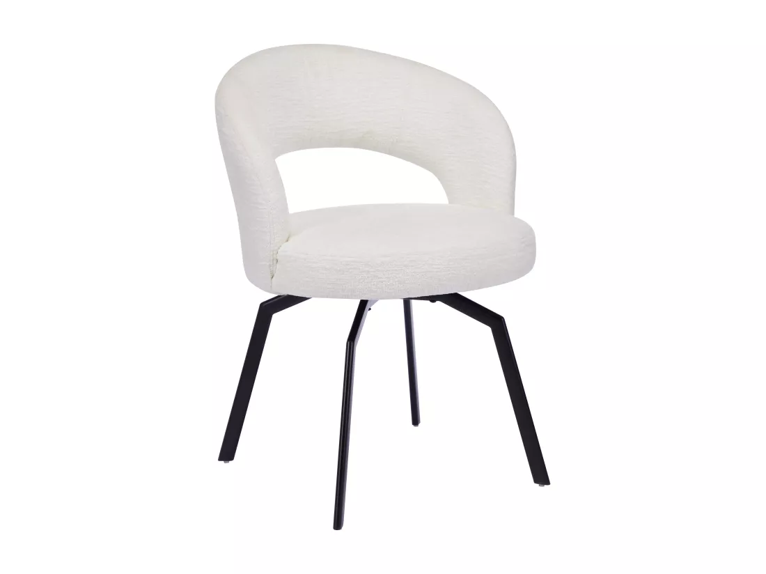Lot de 2 chaises pivotantes en tissu texturé et métal noir - Crème - MILEANE