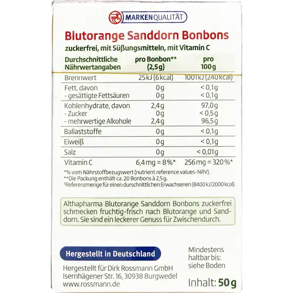 ALTAPHARMA BLUTORANGE-SANDDORN BONBONS