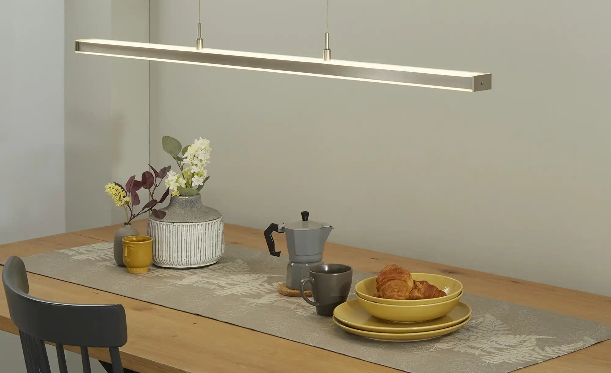 Fischer-Honsel LED-Pendelleuchte, Nickel-matt mit Dimmer
