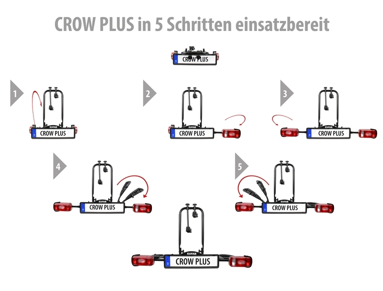 EUFAB CROW PLUS Fahrradträger für Anhängerkupplungfür 2 Räder