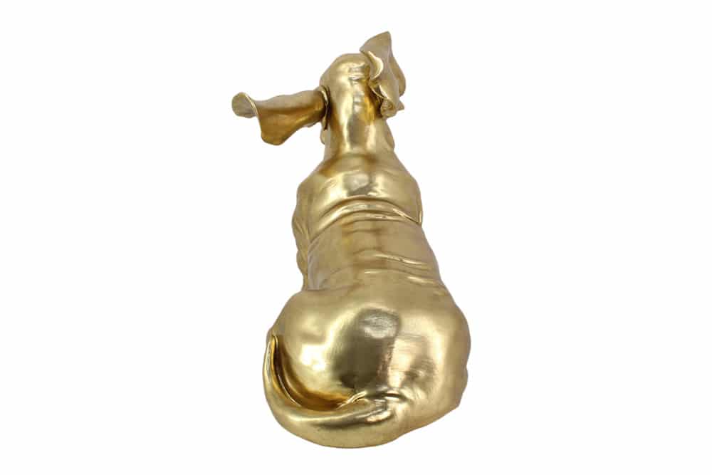 Handgefertigte Tischlampe DACKEL 70cm gold Hunde-Skulptur