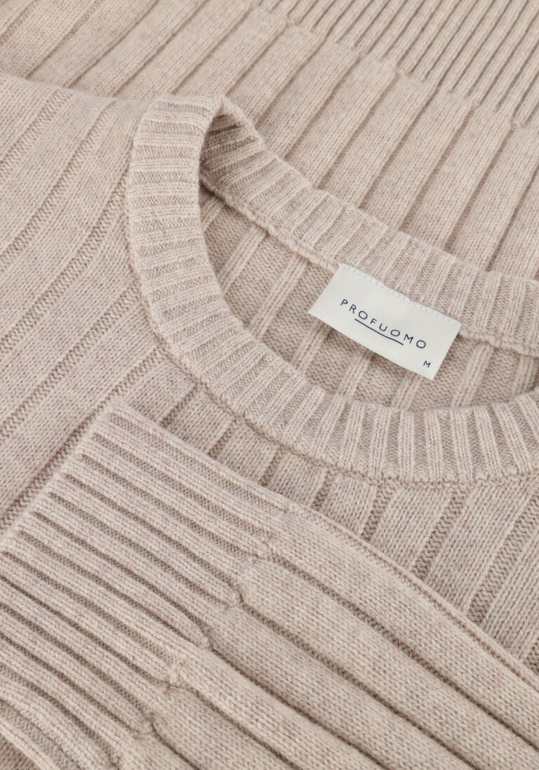 beige profuomo trui pullover crew neck wool blend