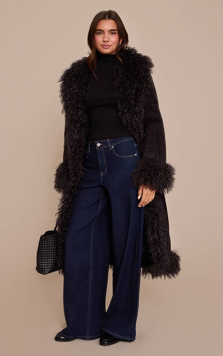 Bleu Indigo Jean Large Taille Mi-haute En Denim Stretch