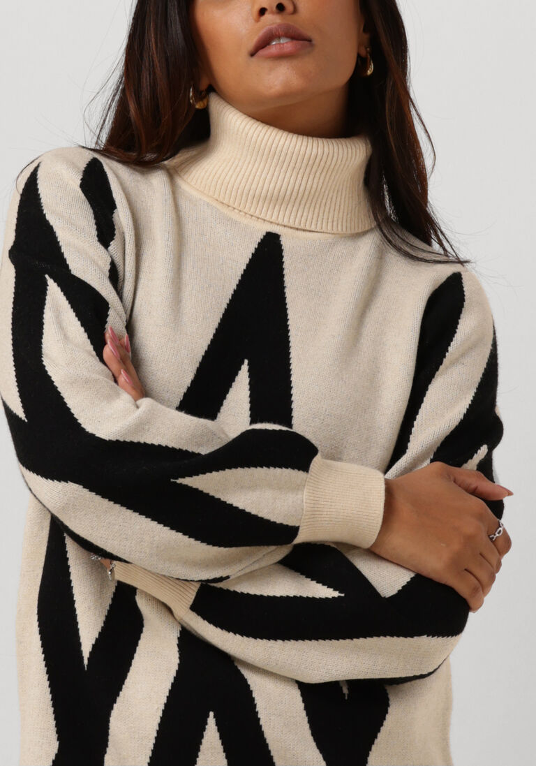 OBJECT zand object mini jurk objray l/s knit rollneck dress