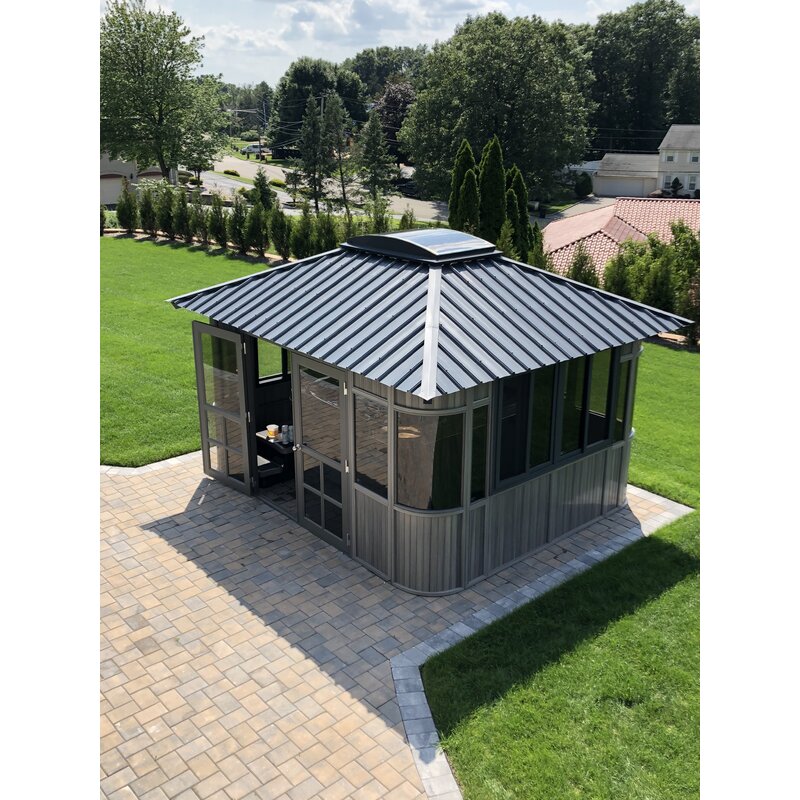 Gazebo de alumínio para pátio Colorado, 4,11 m de largura x 3,51 m de profundidade.
