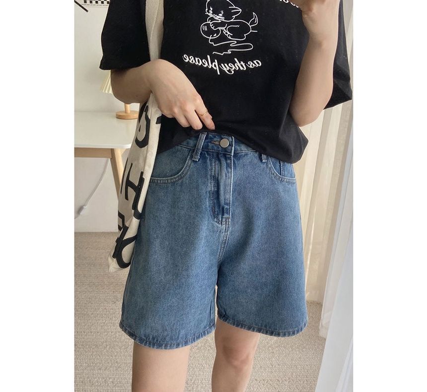 Baoinie - Gewassen denim shorts met hoge taille