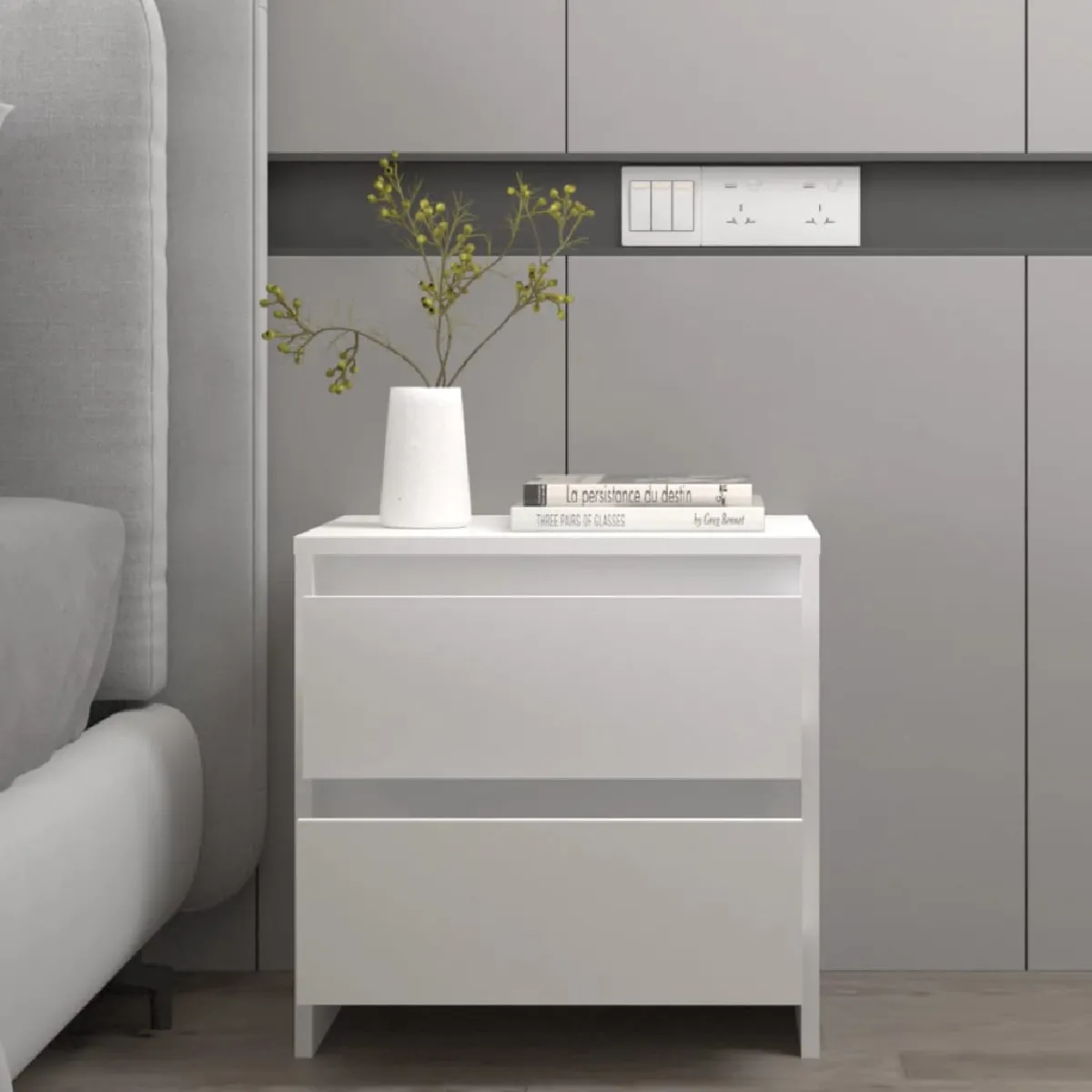 Vidaxl Table de Chevet Blanc
