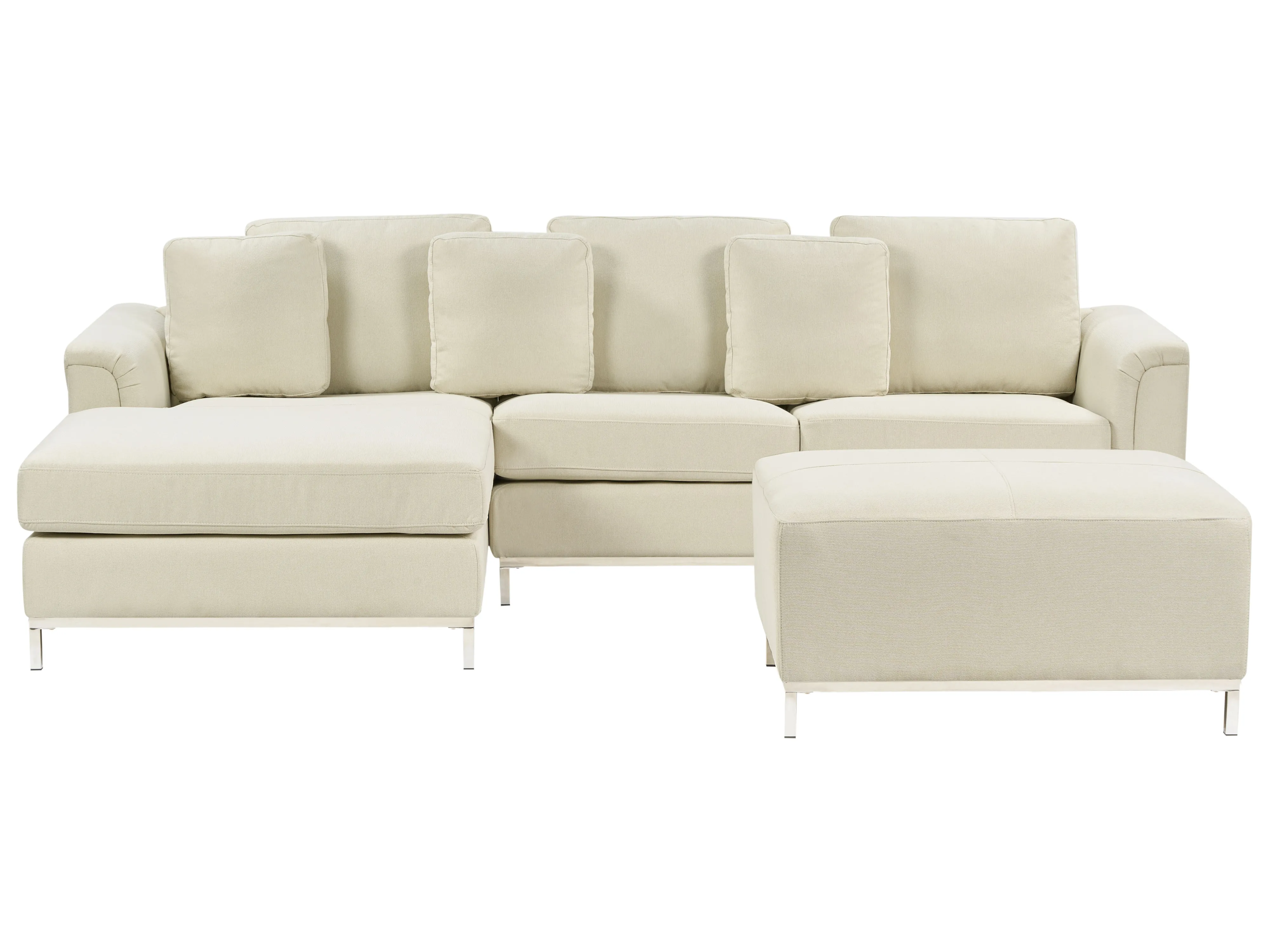 Hoekbank 5-zits OSLO Stof Beige met ottomaan rechtszijdig