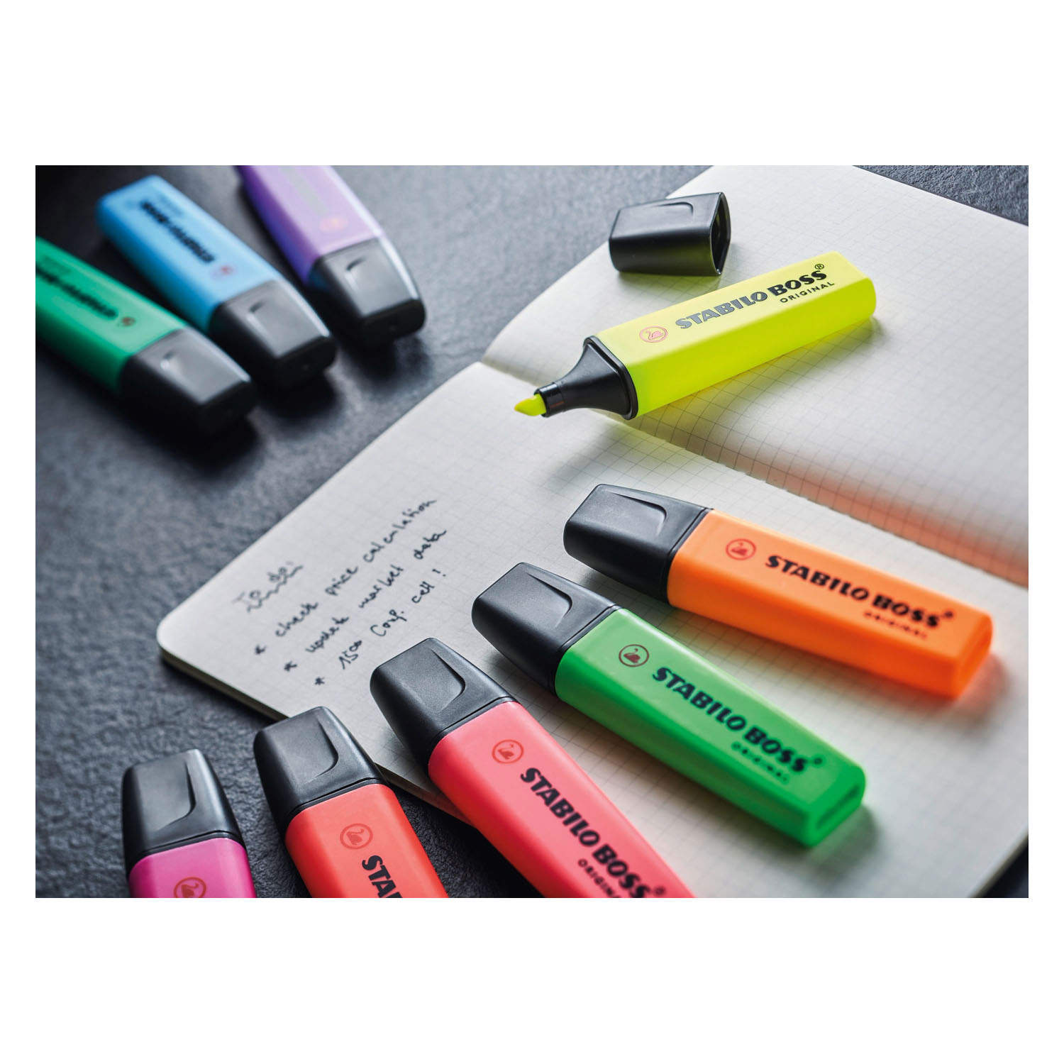 STABILO BOSS ORIGINAL - Markeerstift - 15 Stuks Deskset