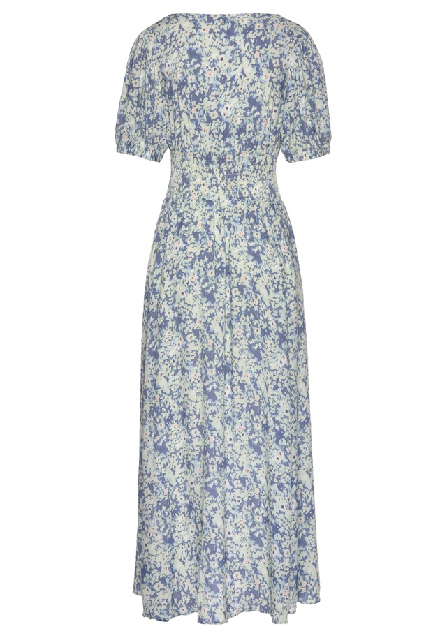 Buffalo Maxikleid mit zartem Blumendruck und V-Ausschnitt, Sommerkleid, Strandkleid