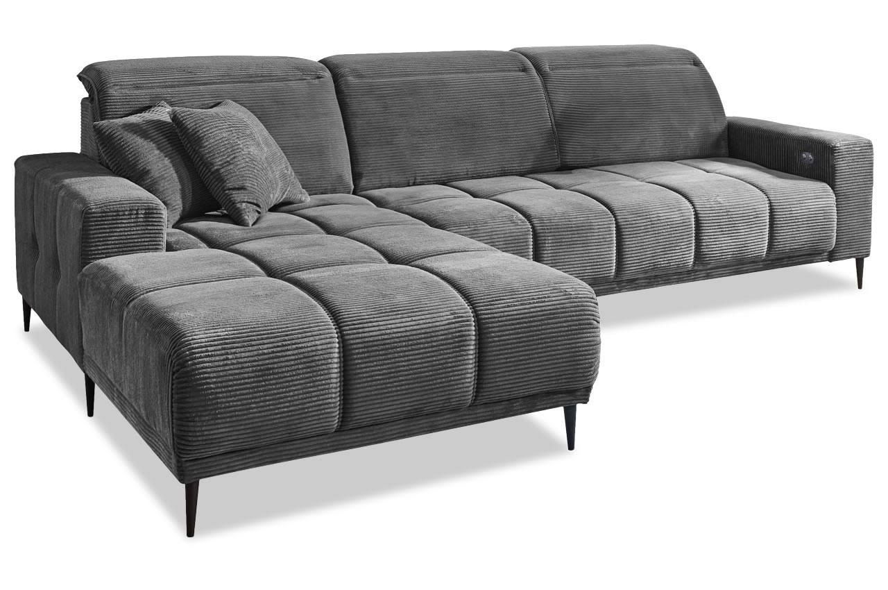 Ecksofa Livorno wahlweise mit elektrischer Verstellung Iwaniccy Iwaniccy Dunkelgrau