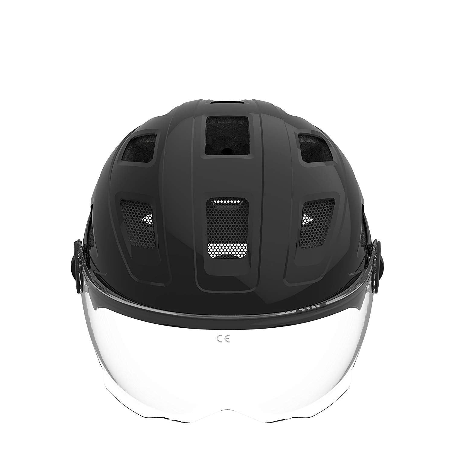 Casque de vélo ABUS Hyban + Noir avec Visière et LED Arrière
