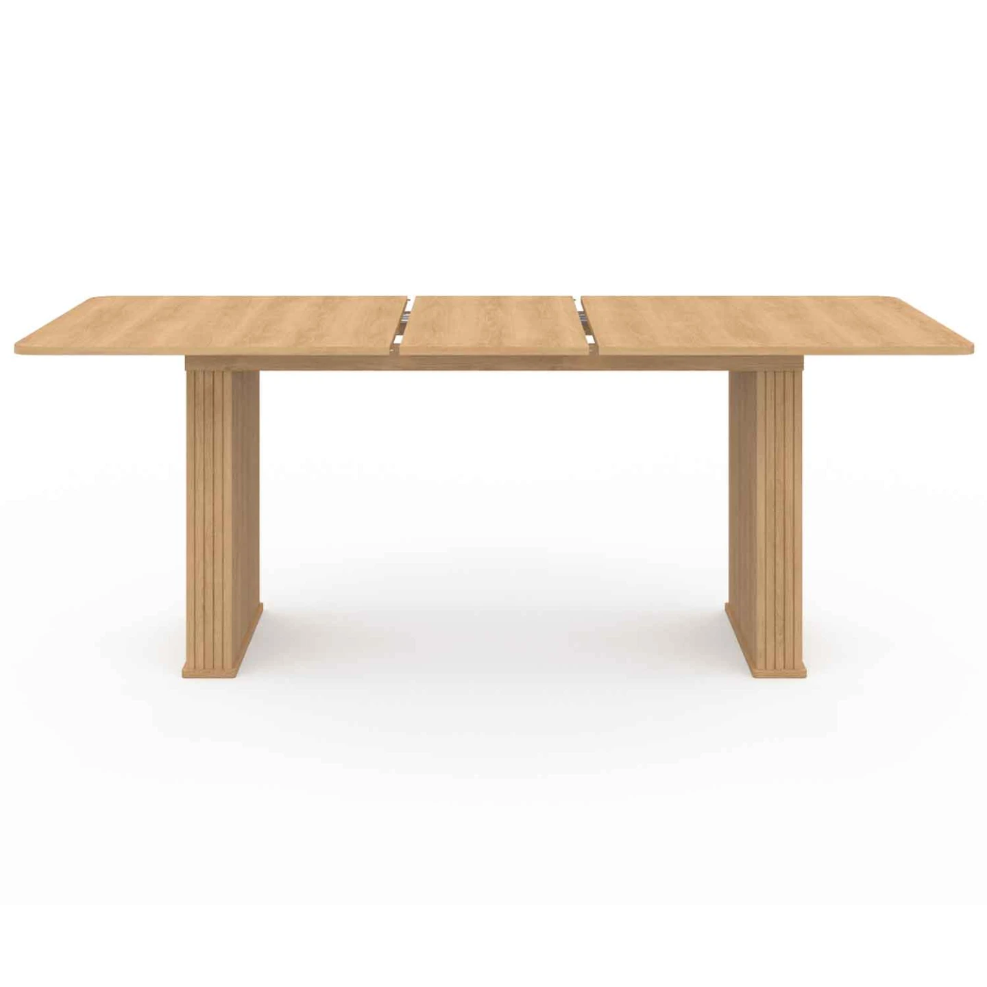 Table à manger extensible rectangle JULIETTE 6-10 personnes pieds lattes tasseau bois coloris chêne 160-200cm