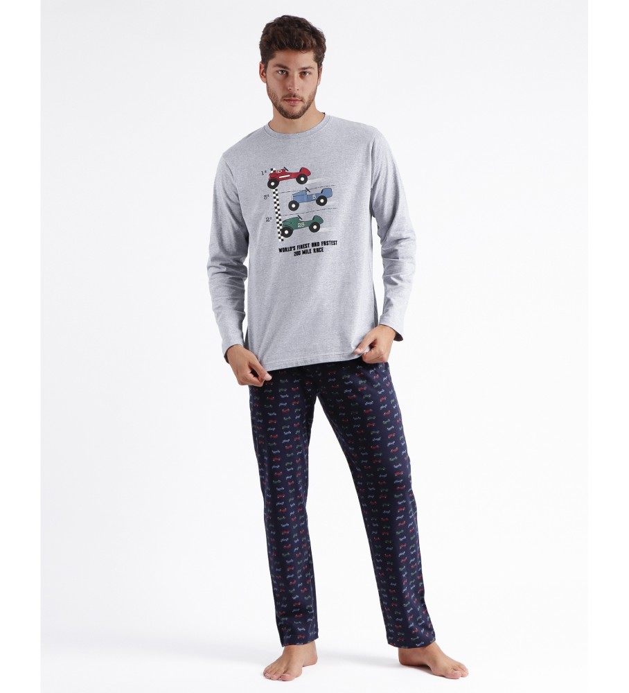 Pijama de manga comprida Admas Vintage Cars cinza