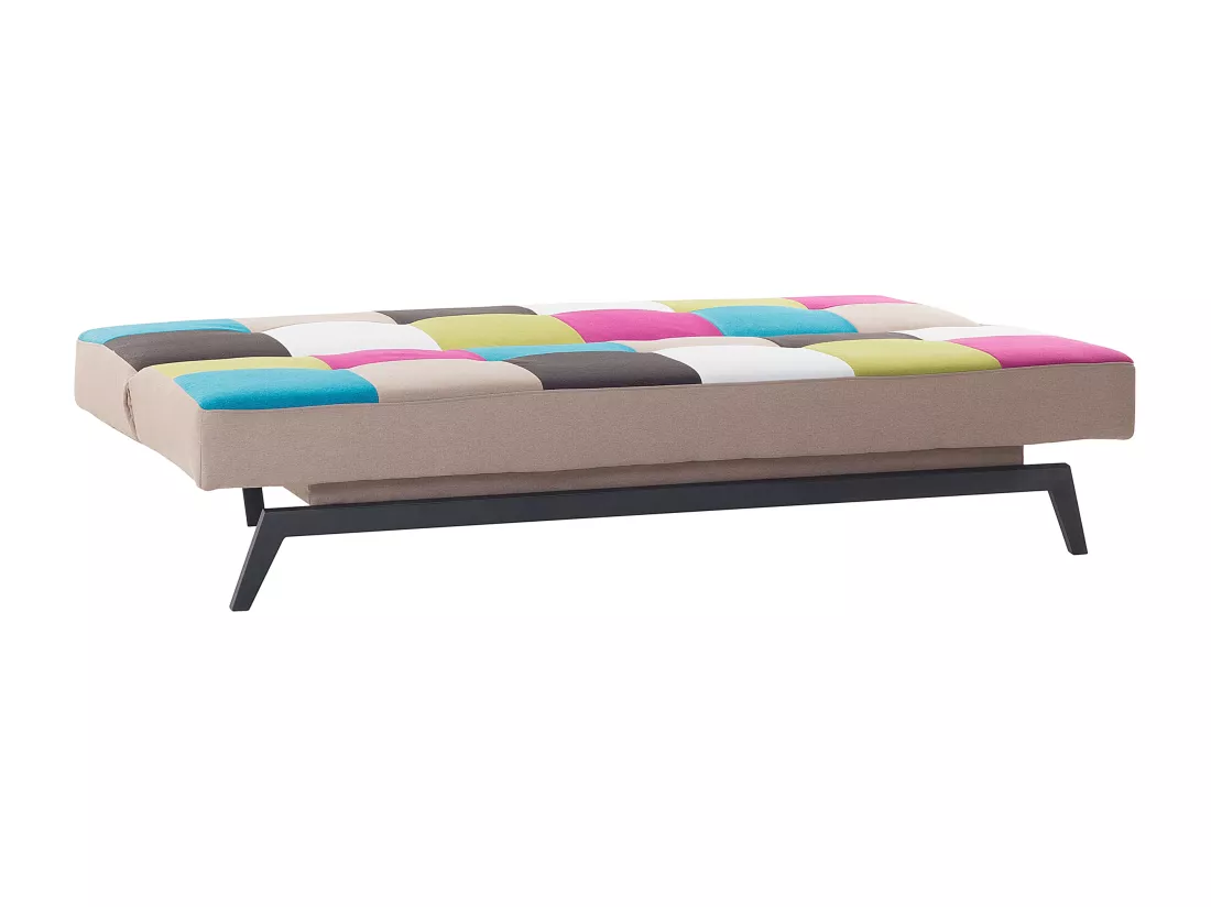 Canapé convertible 3 places en tissu patchwork LEEDS