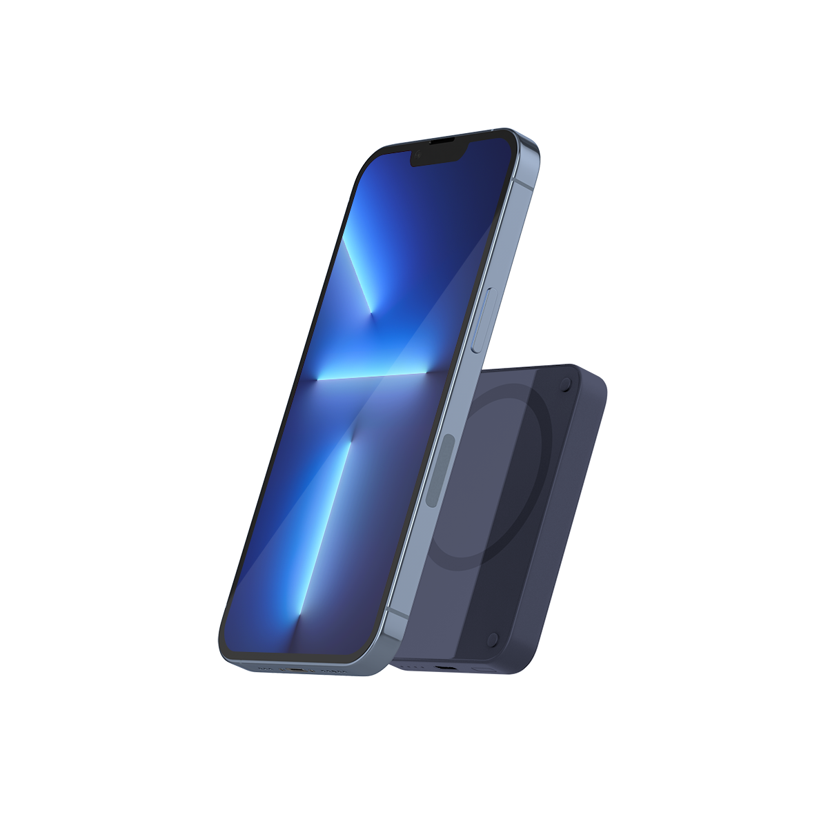 (15W) 4200mAh Magnetische Alu Qi MagSafe USB C Powerbank Ladegerät Wireless Charger (9915101600012) - Blau