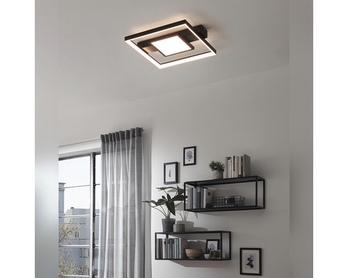 LED plafondlamp 38W 3400 lm 3000 K 43,5x40 cm zwart dimbaar via wandschakelaar
