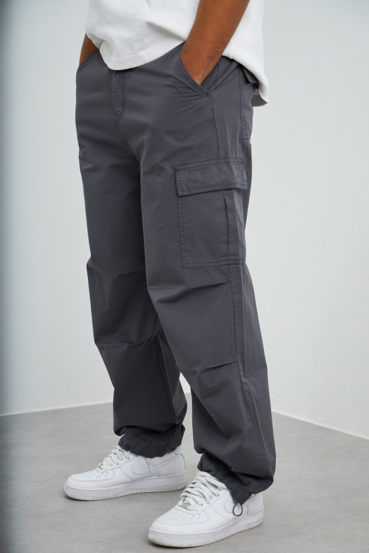 Pantalon en toile cargo gris