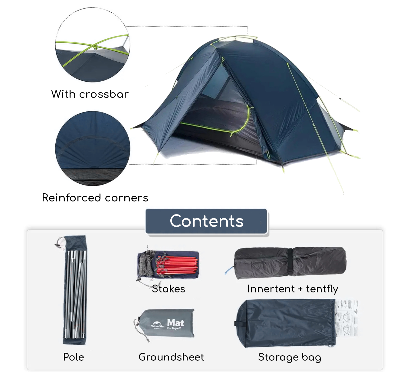 Naturehike Tagar 2-persoons tent - Blue