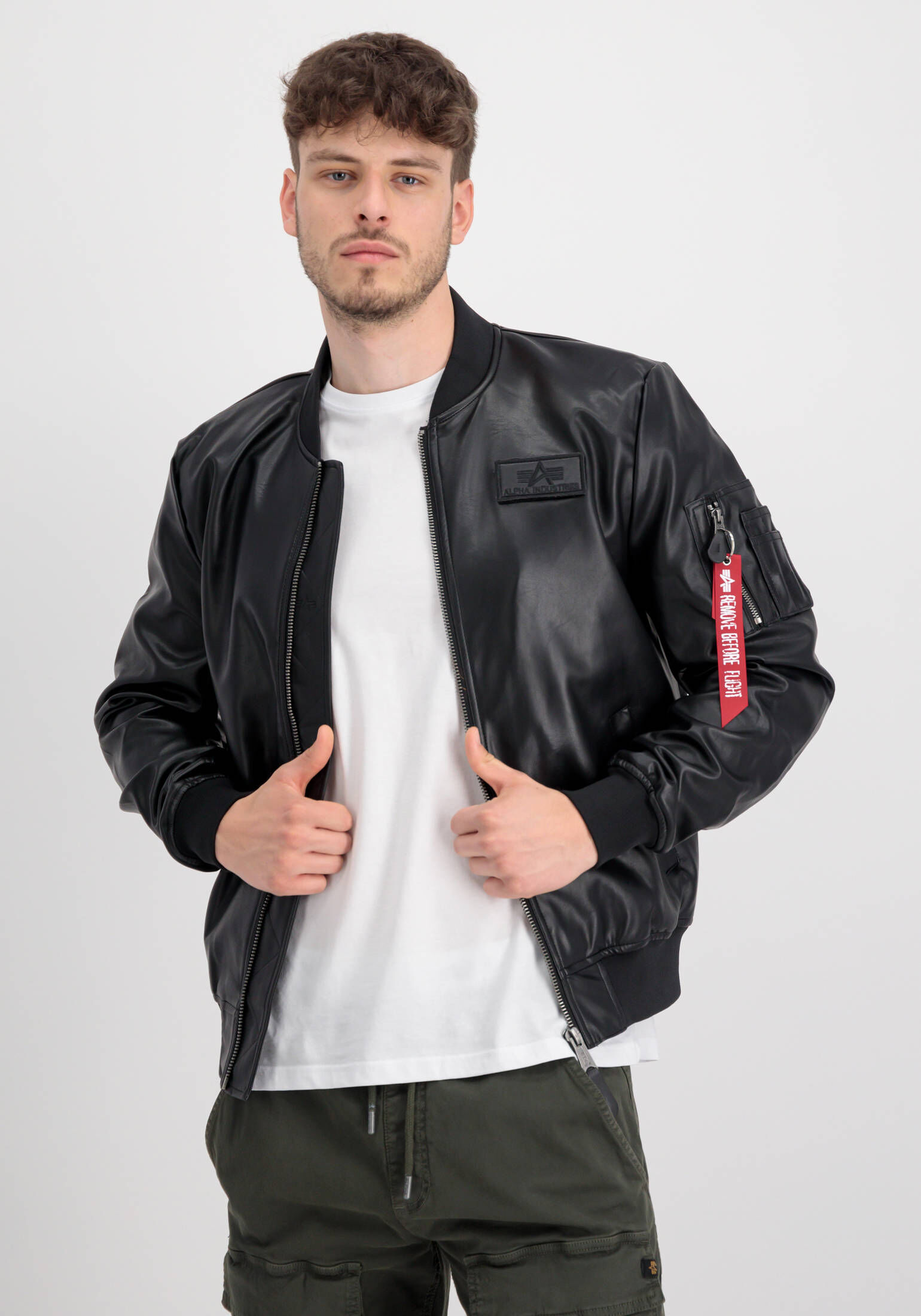 Alpha Industries| Herren Bomberjacke aus Kunstleder