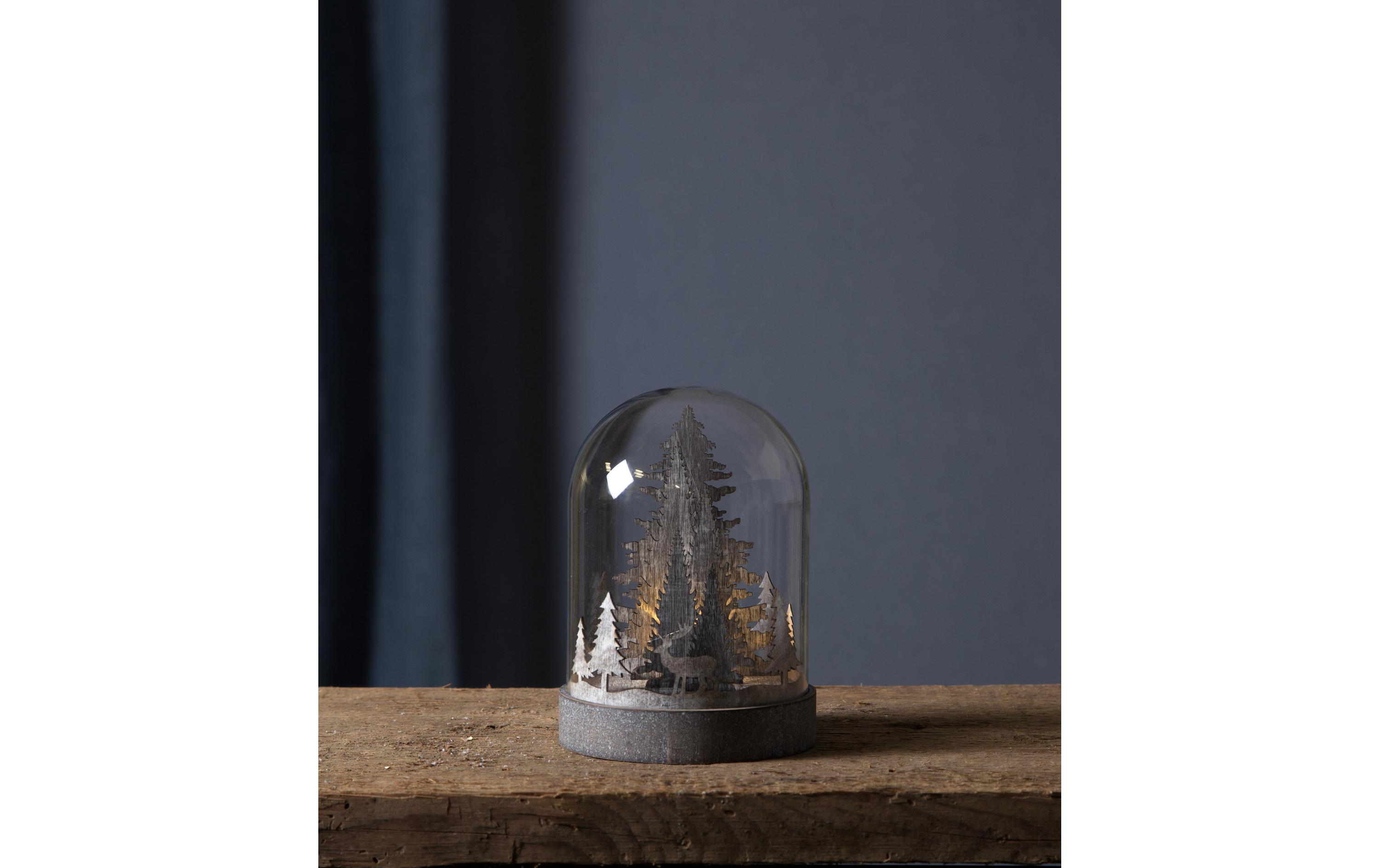 Schneekugel Kupol Winterwald, 17.5 cm, BraunWeihnachtsdekoration mit LED Licht
